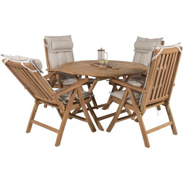 Kenya utematgrupp med 4 st Kenya positionsstolar - Teak Kenya utematgrupp med 4 st Kenya positionsstolar - Teak