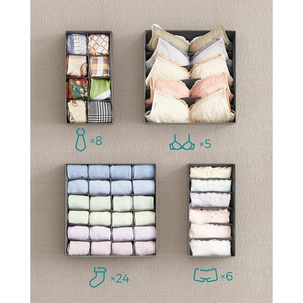 Insert de tiroir Jona, 8 pcs - Gris