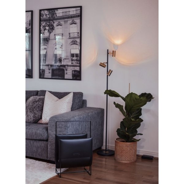 Lampadaire Gusto 3 bras - Noir/laiton mat