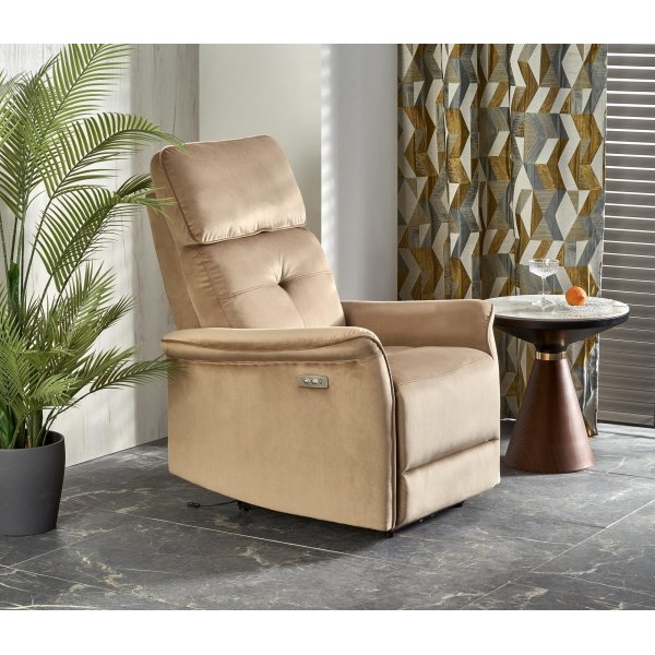 Semir elektrisk reclinerfåtölj med USB - beige sammet Semir elektrisk reclinerfåtölj med USB - beige sammet