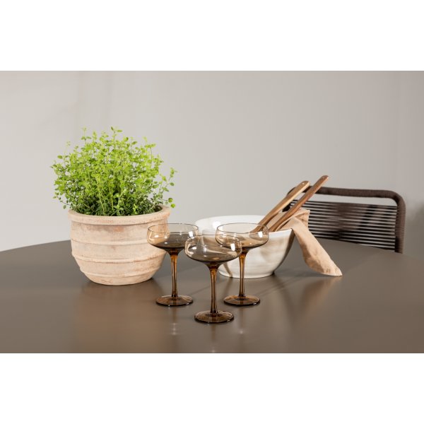 Santa Fe rund matgrupp med 4 st Lindos stolar - Brun/svart + 4.00 x Stolsdyna