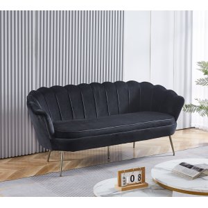 Kingsley 3-sits soffa i sammet - svart / krom