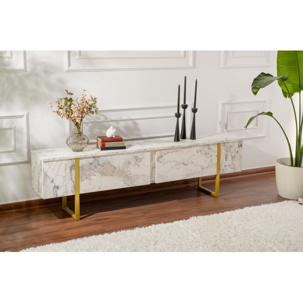 Meuble TV Serenity - Marbre blanc/or Meuble TV Serenity - Marbre blanc/or