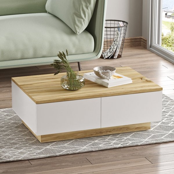 Luvio soffbord 17, 90x60 cm - Ek/vit Luvio soffbord 17, 90x60 cm - Ek/vit
