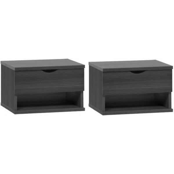 Britta sängbord 2-pack vägghängt - Svart