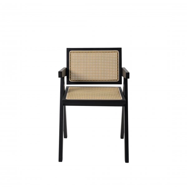 Anna karmstol - Svart med konstrotting i sits & rygg Anna karmstol - Svart med konstrotting i sits & rygg