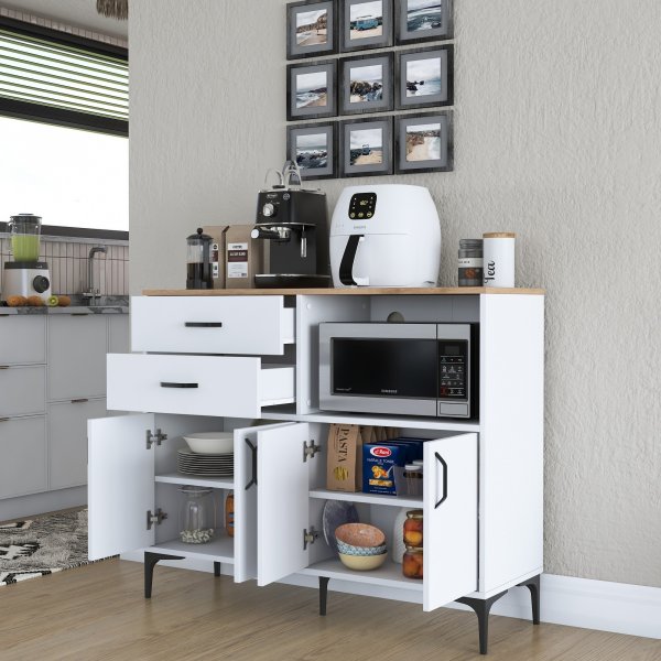 Meuble de cuisine Jericho 166 - Blanc/noyer Meuble de cuisine Jericho 166 - Blanc/noyer