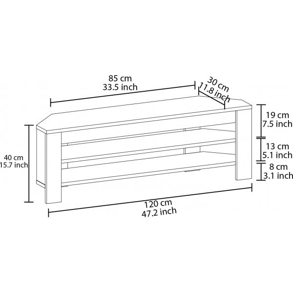 Corner TV-bnk - Travertin