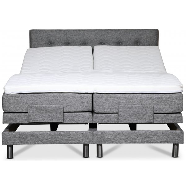 Klara compleet verstelbaar tweepersoonsbed met hoofdeinde 7-zone Pocket - Grijs