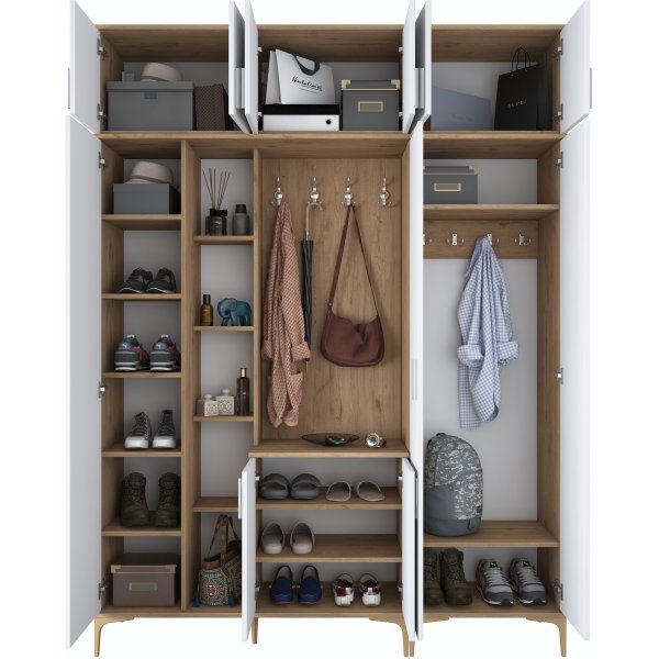 Meuble d\\\'entre Esa 180 x 37,5 x 240 cm Variante A - Noyer/blanc