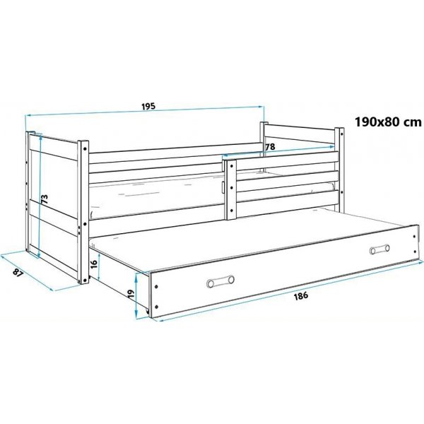 Juniorsng rhus med frvaringslda 80 cm - Vit