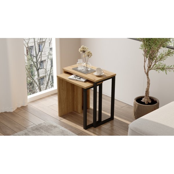 Table d\\\'appoint Ocean 47,8/52,8 x 24,5/29,5 cm - Noyer/chne