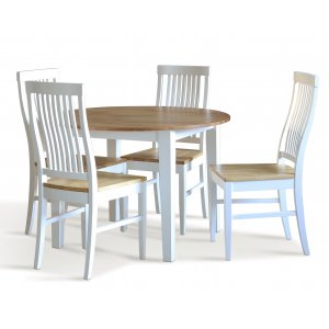 Groupe alimentaire Dalar; table blanche 110 cm avec 4 chaises de salle  manger arc blanches