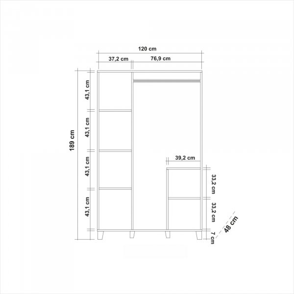 Hedera garderob 2 - Furu/antracit Hedera garderob 2 - Furu/antracit