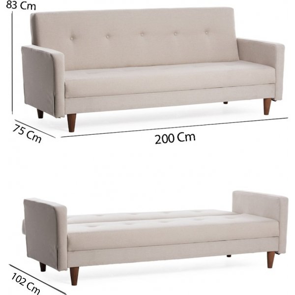 Hiko 3-sits bäddsoffa Cream Hiko 3-sits bäddsoffa Cream