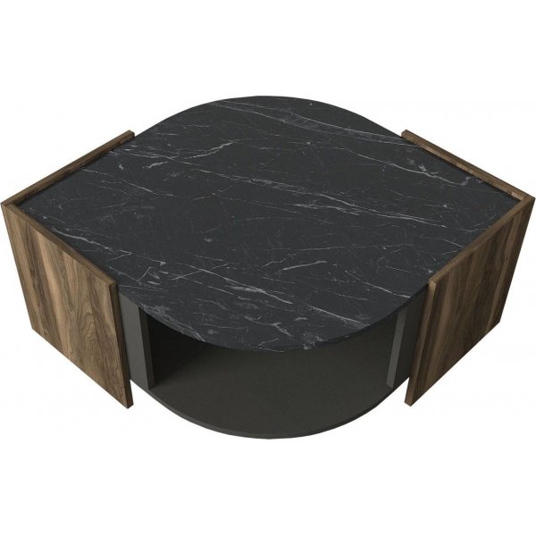Table basse Marbel 75 x 75 cm - Noyer/gris/noir Table basse Marbel 75 x 75 cm - Noyer/gris/noir