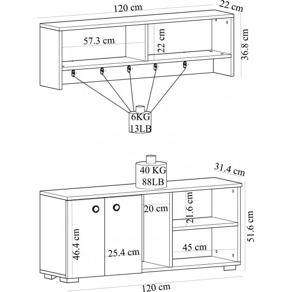 Mobilier d'entrée Sarandon - Blanc/saphir Mobilier d'entrée Sarandon - Blanc/saphir