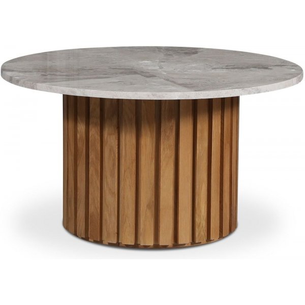 Soffbord i marmor Ø85 - Ek / gråbeige marmor Soffbord i marmor Ø85 - Ek / gråbeige marmor