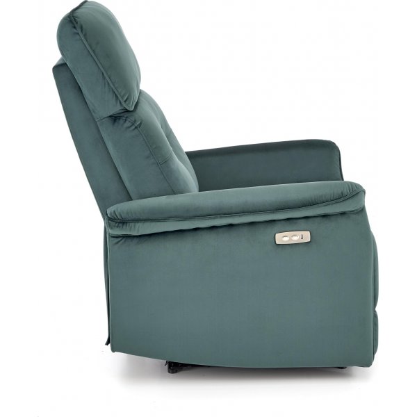 Fauteuil inclinable électrique Semir avec USB - Velours vert Fauteuil inclinable électrique Semir avec USB - Velours vert