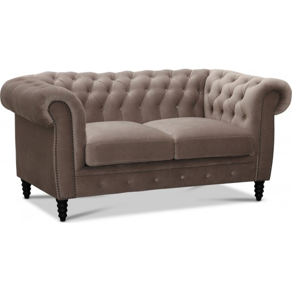 Chesterfield Cambridge 2-sits soffa - Ljusgrå sammet Chesterfield Cambridge 2-sits soffa - Ljusgrå sammet