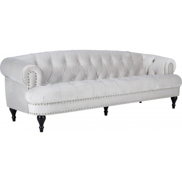 Soffa 3-sits chesterfield beige sammet