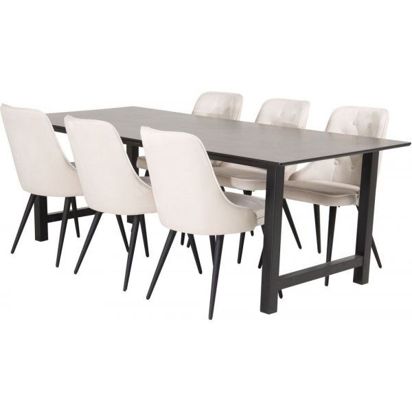 Alice Deluxe matstol - Svart/beige sammet