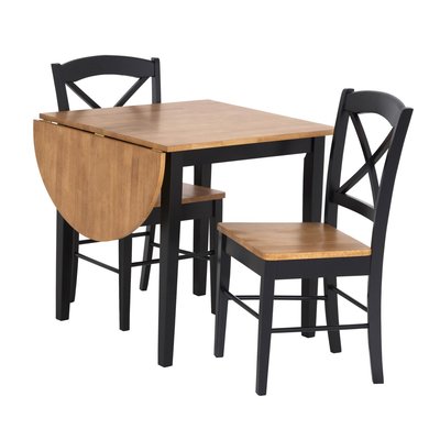 Matgrupp: Merida bord med 1 klaff - Svart/ek - 75/111 cm + stolar