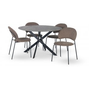 Hogrn matgrupp 120 cm bord i betongimitation + 4 st Hogrn bruna stolar