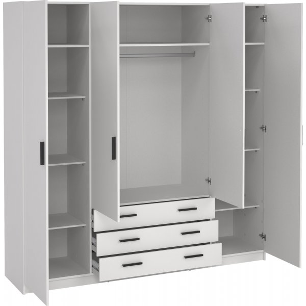 Armoire Sprint avec 4 portes et 3 tiroirs - Blanc Armoire Sprint avec 4 portes et 3 tiroirs - Blanc