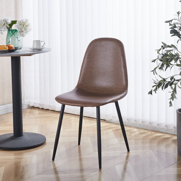 Bruine stoel met lederlook Bruine stoel met lederlook