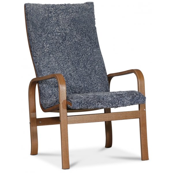 Fushion fåtölj i fårskinn scandinavian grey - Brunbetsad ek Fushion fåtölj i fårskinn scandinavian grey - Brunbetsad ek