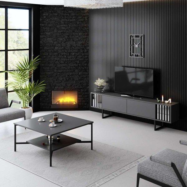 Erki TV-bnk - Antracit/svart