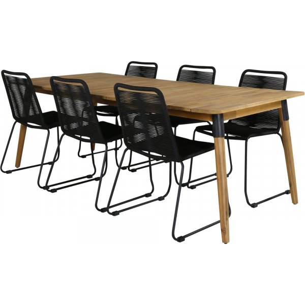 Julian utematgrupp med 6 st Lindos stolar - Svart/Natur Julian utematgrupp med 6 st Lindos stolar - Svart/Natur