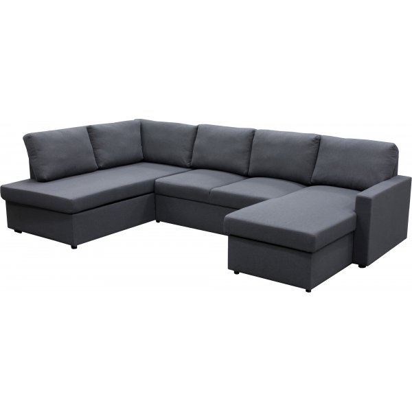 Bddsoffa U-modell mrkgr - Trn + Textilrengring fr mbler