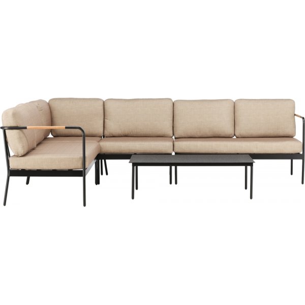 Groupe de canapés d'angle Pehnna - Noir/beige sable Groupe de canapés d'angle Pehnna - Noir/beige sable