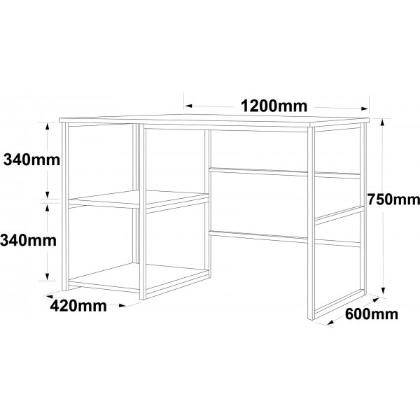 Voyage skrivbord 23, 120 x 60 cm - Svart/guld Voyage skrivbord 23, 120 x 60 cm - Svart/guld