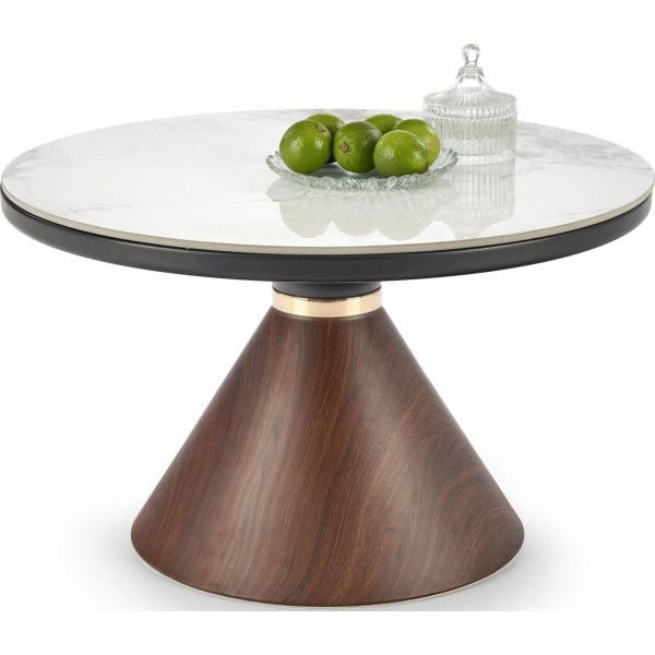 Table basse Genesis 70 cm - Marbre blanc/noyer