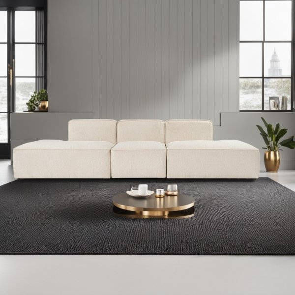 More 3-sits soffa med ppna avslut - Cream