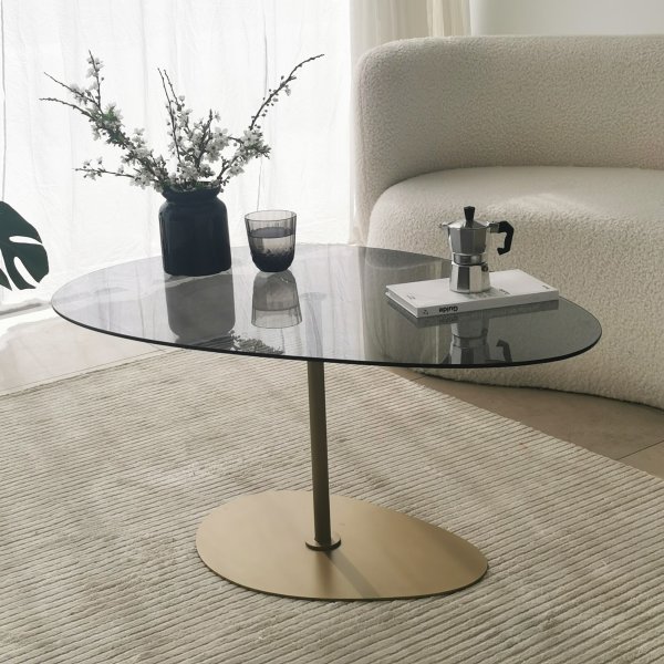 Table basse Porto 90 x 60 cm - Gris fonc/or