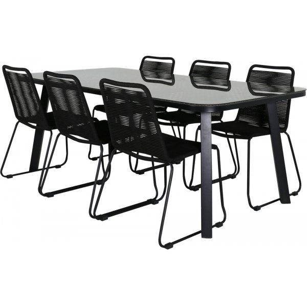 Paola utematgrupp med 6 st Lindos stolar - Svart