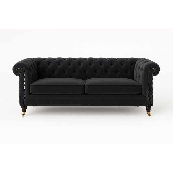 Chesterfieldsoffa Cambridge Deluxe 2,5-sits - Mrkgr sammet