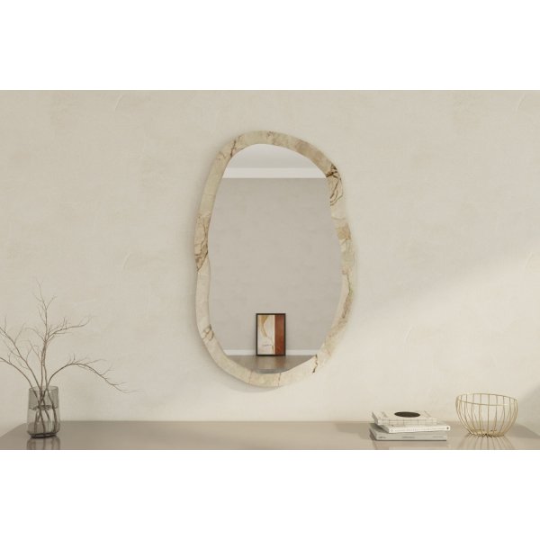 Miroir mural lche - Marbre blanc