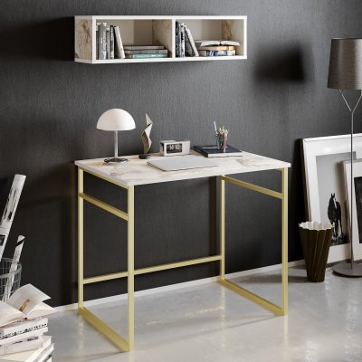 Gama skrivbord 90x60 cm - Vit/guld