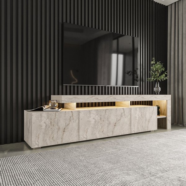 Meuble TV Beliz en travertin - 192 cm Meuble TV Beliz en travertin - 192 cm
