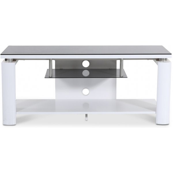 Malta tv-bnk 120 cm - Vit (Hgglans) / Svart glas