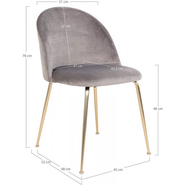 Chaise Geneve - Gris/laiton Chaise Geneve - Gris/laiton