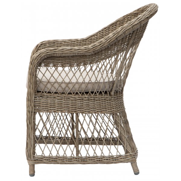 Buitenfauteuil van synthetisch rotan in natuurlijke kleur Buitenfauteuil van synthetisch rotan in natuurlijke kleur