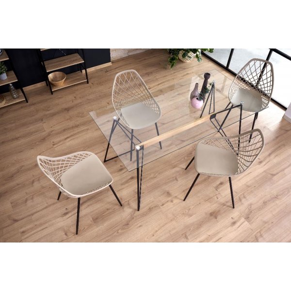 Ulrica eettafel 160 cm - Glas/zwart