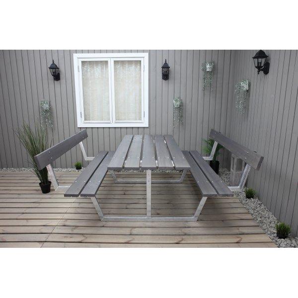 Rustieke bankenset met rugleuning - Grijs