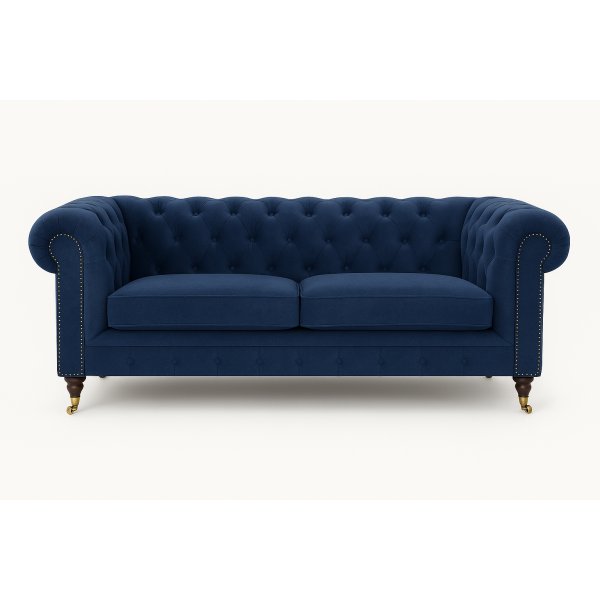 Soffa Sheffield Chesterfield 2-sits - Mrkbl sammet